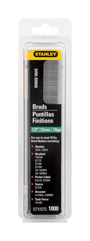 Stanley 1/2 in. L 18 Ga. Finish Brad Nails 1,000 pc.
