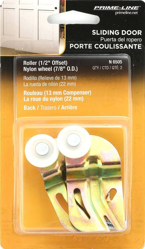 Prime-Line N 6505 Roller Assembly, 7/8 in Dia Roller, 1/4 in W Roller, Steel, Brown, 1-Roller, 60 lb, Side Mounting
