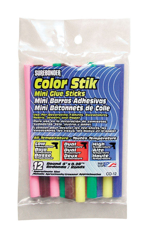 Surebonder Color Stik .28 in. D X 4 in. L Mini Glue Sticks Assorted Co ...