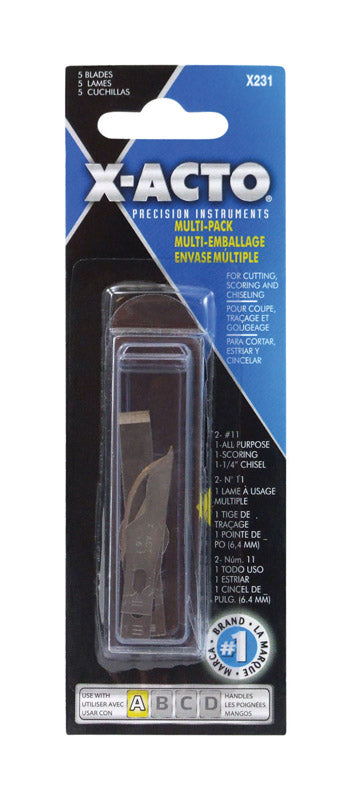 X-Acto Carbon Steel Assorted Hobby Knife Replacement Blade 5 pk