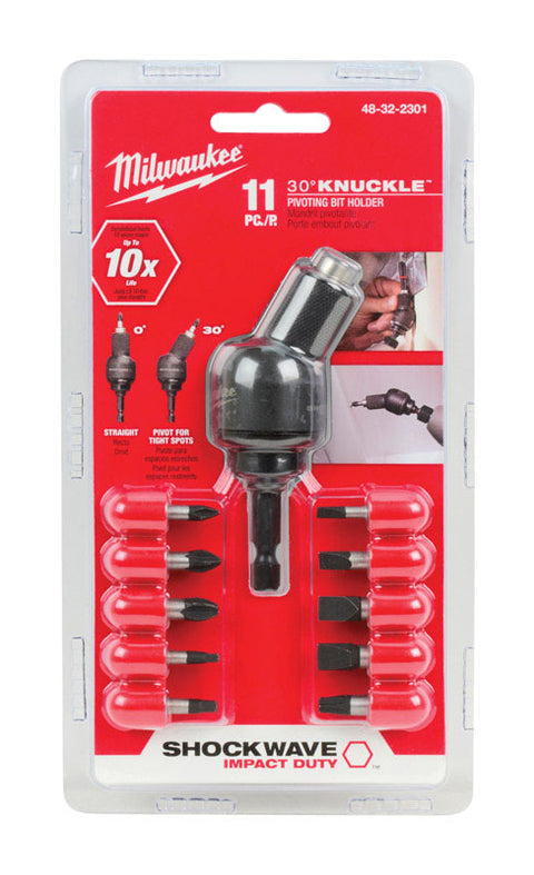 Milwaukee Shockwave Pivot Screwdriver Bit Holder 1/4 in. Dia. x 1 in. L 11 pc.