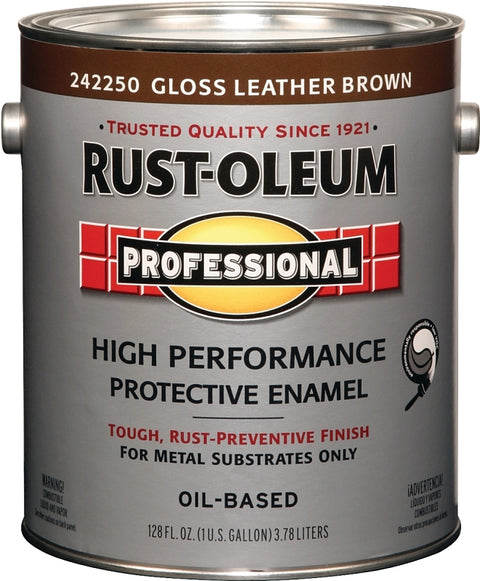 RUST-OLEUM PROFESSIONAL 242250 Protective Enamel, Gloss, Leather Brown, 1 gal Can, Pack of 2