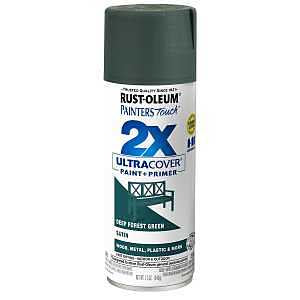 Rust-Oleum Painter's Touch 2X Ultra Cover 350372 Spray Paint, Satin, Deep Forest, 12 oz, Aerosol Can