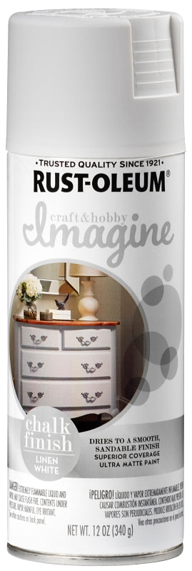 Rust-Oleum Imagine 353741 Craft Spray Paint, Chalk, Linen White, 12 oz, Can