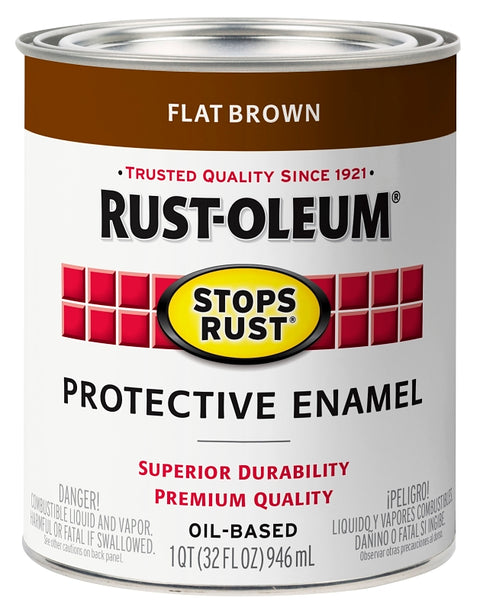 Rust-Oleum 353587 Rust Preventative Paint, Oil Base, Flat Sheen, Brown, 1 qt, 80 to 175 sq-ft Coverage Area, Pack of 2