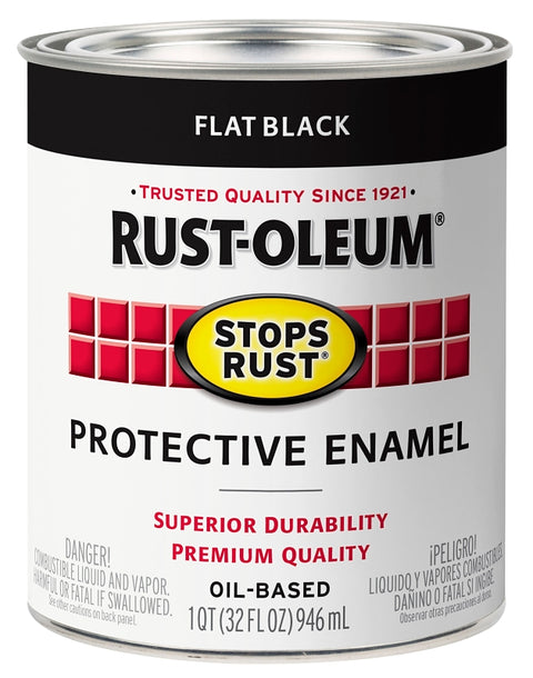 Rust-Oleum 353586 Rust Preventative Paint, Oil Base, Flat Sheen, Black, 1 qt, 80 to 175 sq-ft Coverage Area, Pack of 2