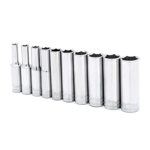 Crescent 1/4 in. X 1/4 in. drive Metric 6 Point Deep Well Socket Set 10 pc