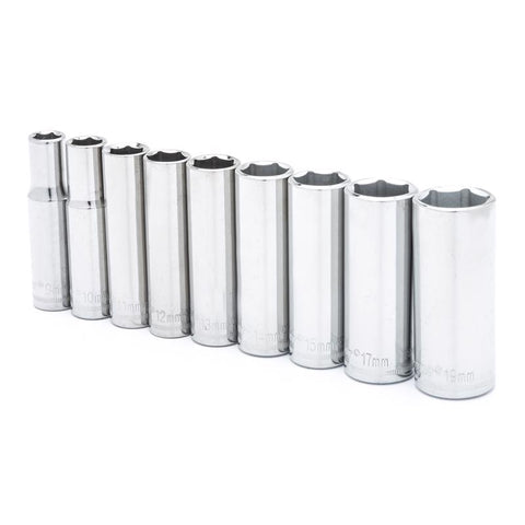 Crescent 3/8 in. X 3/8 in. drive Metric 6 Point Deep Deep Well Socket Set 9 pc