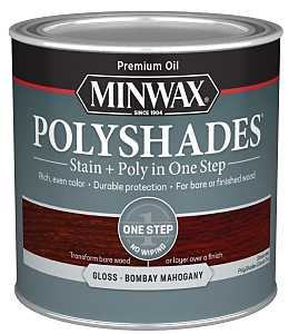 Minwax 214804444 Waterbased Polyurethane Stain, Gloss, Liquid, Bombay Mahogany, 0.5 pt, Can