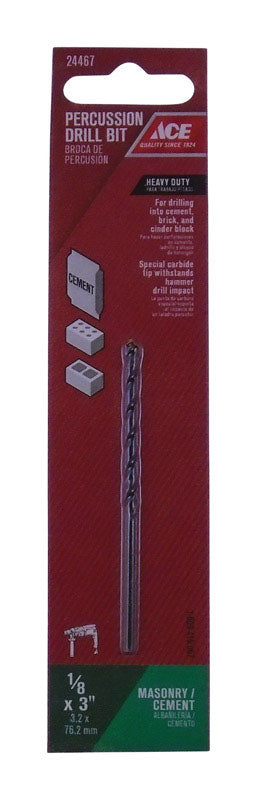 Ace Steel Straight Shank 1/8 in. Dia. x 3 in. L Percussion Drill Bit 1 pc.