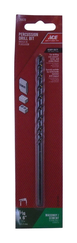 Ace Steel Straight Shank 5/16 in. Dia. x 6 in. L Percussion Drill Bit 1 pc.