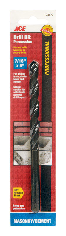 Ace Steel Reduced Shank 7/16 in. Dia. x 6 in. L Percussion Drill Bit 1 pc.