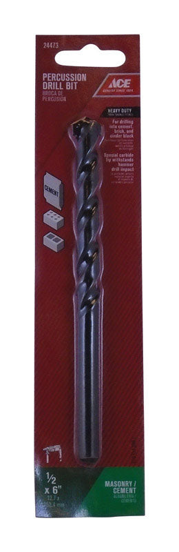 Ace Steel Straight Shank 1/2 in. Dia. x 6 in. L Percussion Drill Bit 1 pc.