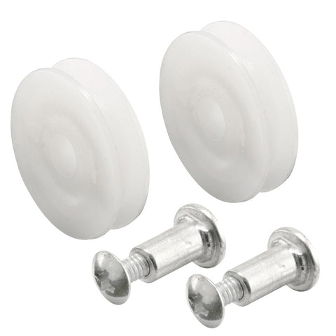 Prime-Line B 551 Door Roller, 1 in Dia Roller, 7/32 in W Roller, Nylon, White, 2-Roller, Bottom