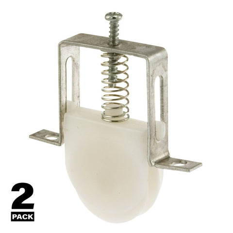 Prime-Line B 530 Adjustable Roller Assembly, Bottom Mounting, 1 in Dia Roller, 1/4 in W Roller, Polyethylene Roller