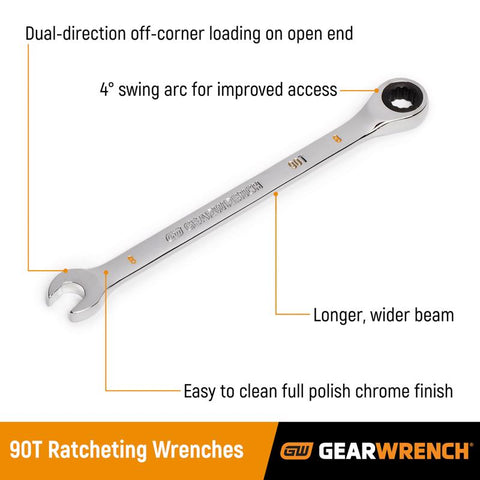 GEARWRENCH 1/2 inch in. X 1/2 inch in. 12 Point SAE Ratcheting Combination Wrench 7.839 in. L 1 pc