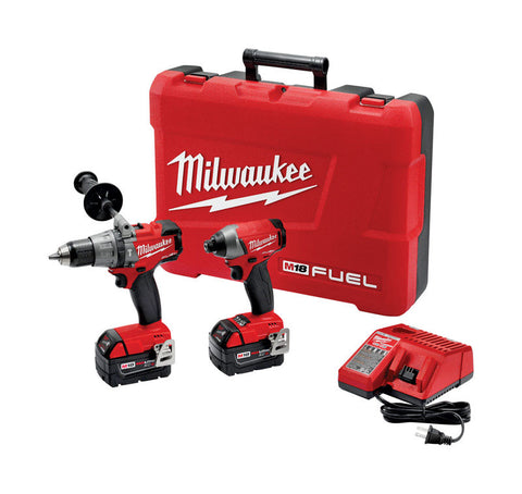 Milwaukee M18 Fuel 6 pc. Hammer Drill and Impact Driver Combo Kit Lithium Ion 18 volts 0-3000 r