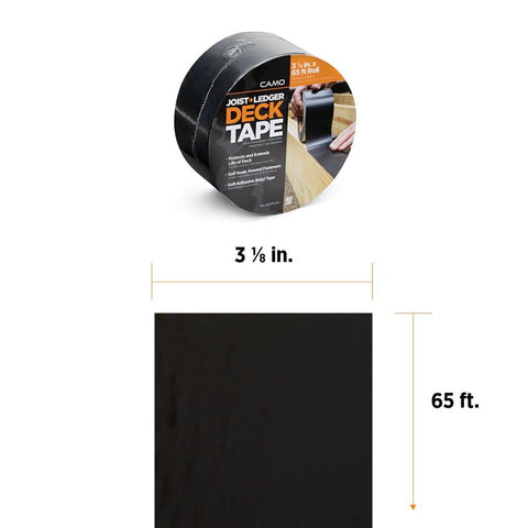 Camo 0375030 Deck Tape, 65 ft L, 3-1/8 in W, Polypropylene Backing, Black