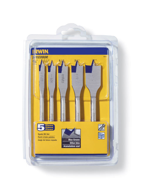 Irwin Speedbor Carbon Steel Spade Bit Set Hex Shank 5 pc