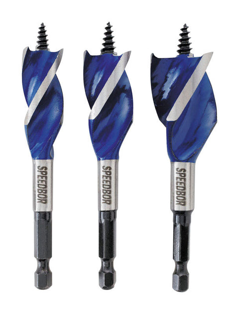 Irwin Speedbor Steel Wood Boring Bit Set Quick-Change Hex Shank 3 pc