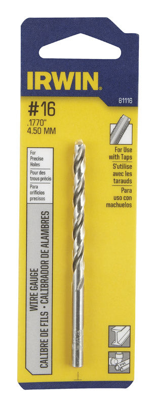 Irwin High Speed Steel Straight No.16 Dia. Wire Gauge Bit 1