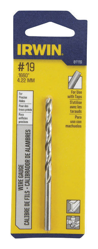 Irwin High Speed Steel Straight Shank No. 19 in. Dia. x 3-1/4 in. L Wire Gauge Bit 1 pc.