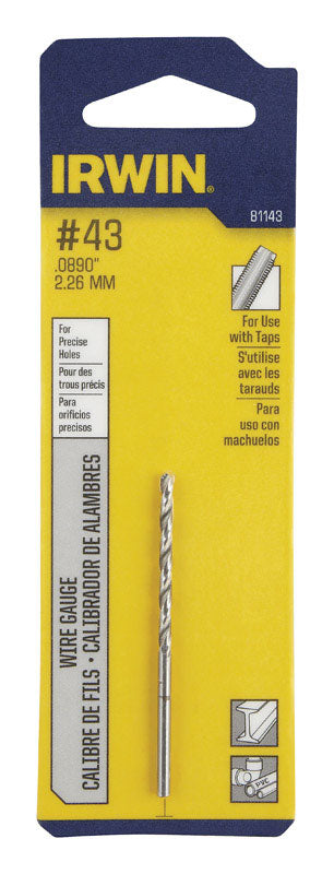 Irwin High Speed Steel Straight Shank No. 43 in. Dia. x 2-1/4 in. L Wire Gauge Bit 1 pc.