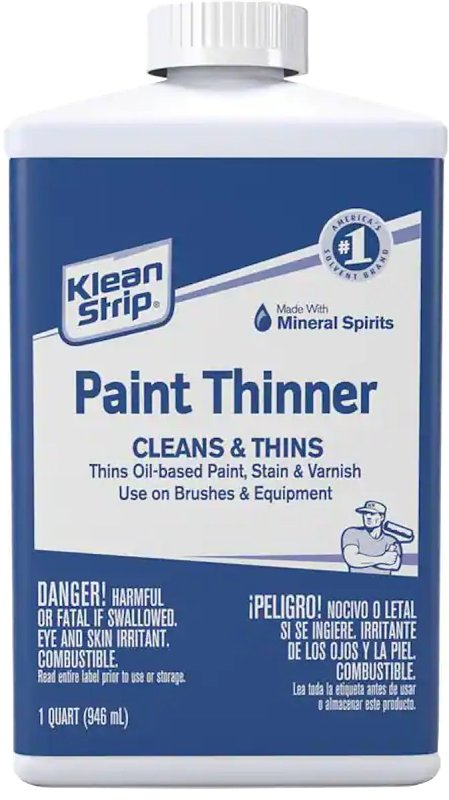 Klean Strip QKPT943 Paint Thinner, Water White, 1 qt, Can, Pack of 4
