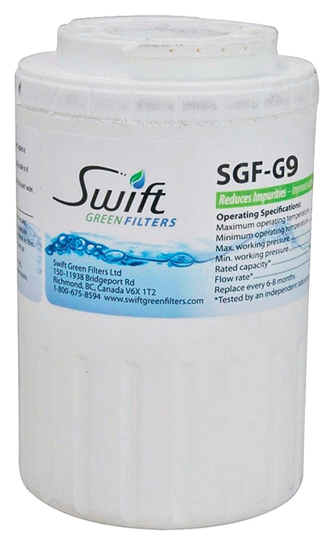 Swift Green Filters SGF-G9 Refrigerator Water Filter, 0.5 gpm, Coconut Shell Carbon Block Filter Media