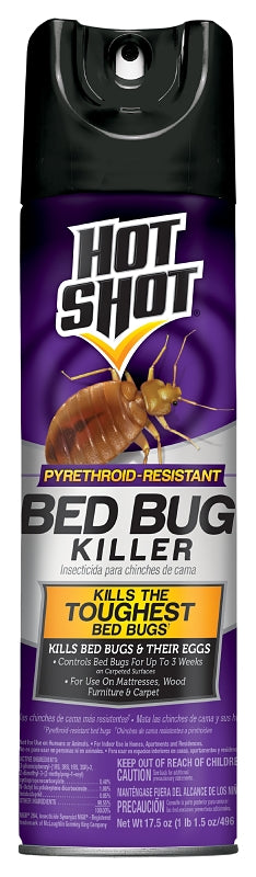 Hot Shot HG-96728 Bed Bug Killer, Liquid, Spray Application, Indoor, 17.5 oz Aerosol Can, Sweet