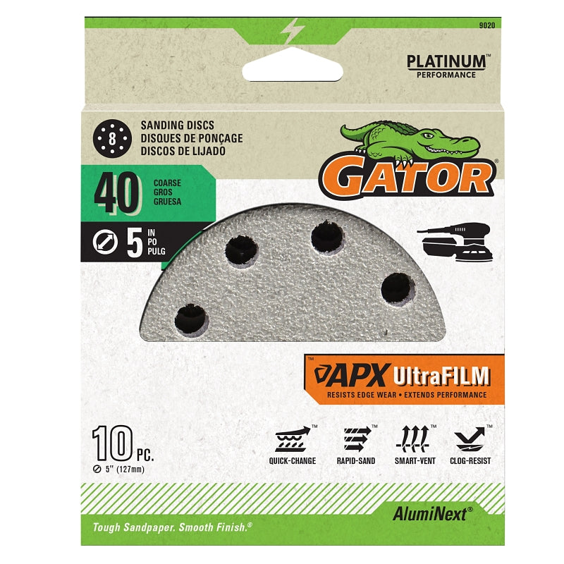 Gator Shopsmith 9020 Sanding Disc, 5 in Dia, 40 Grit, Extra Course, Al ...