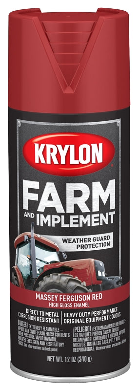 Krylon K01939000 Farm Equipment Spray, High-Gloss, Massey Ferguson Red, 12 oz, Pack of 6