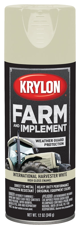 Krylon K01945000 Farm Equipment Spray, High-Gloss, International Harvester White, 12 oz, Pack of 6
