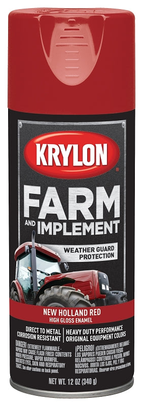 Krylon K01947000 Farm Equipment Spray, High-Gloss, New Holland Red, 12 oz, Pack of 6