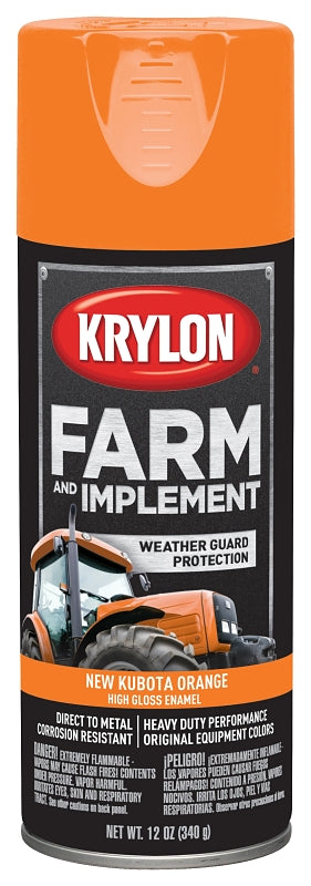 Krylon K01954000 Farm Equipment Spray, High-Gloss, New Kubota Orange, 12 oz, Pack of 6