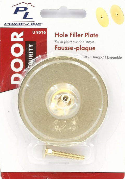 Defender Security U9516 Hole Cover Plate, Steel, Brass, For: 1-3/4 in Thick Doors