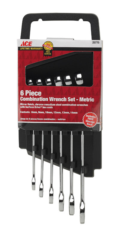 Ace 6 pc. Steel Metric Combination Wrench Set