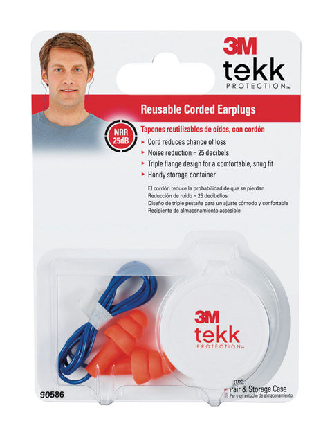 Tekk Reusable Ear Plugs 25 dB Orange 1 pair