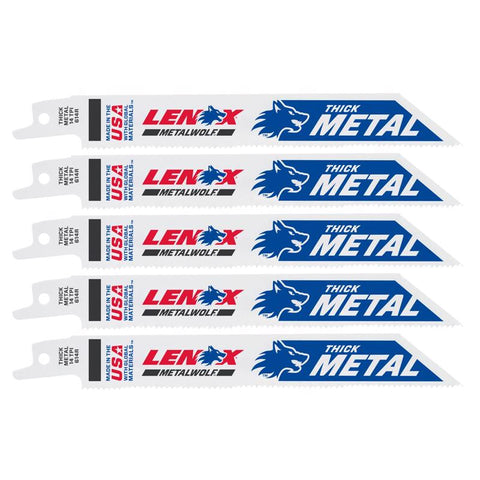 Lenox METALWOLF 6 in. Bi-Metal Wave Edge Reciprocating Saw Blade 14 TPI 5 pk