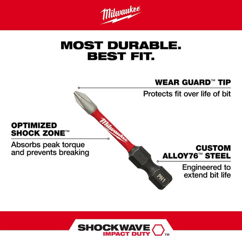 Milwaukee SHOCKWAVE Impact Duty 48-32-4010 Driver Bit Set, 54-Piece, All-Purpose, Steel