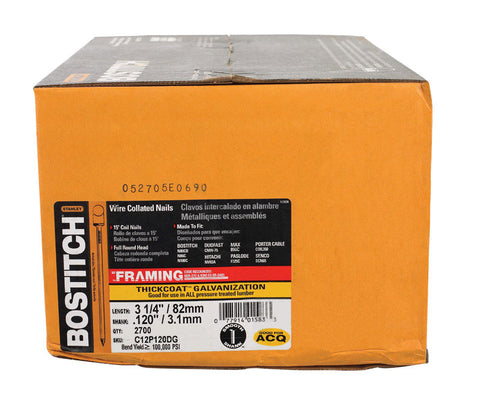 Stanley Bostitch 3-1/4 in. x .120 in. L Galvanized Coil Framing Nails 2,700 pc.