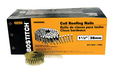 Stanley Bostitch 1-1/2 in. L Galvanized Coil Roofing Nails 7,200 pc.