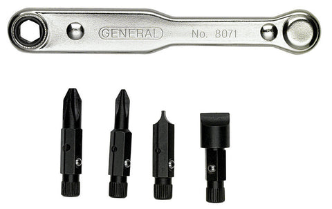 General Tools Ratcheting 5 Piece Assorted Offset Screwdriver Set 4 in. L