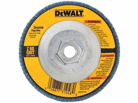 DEWALT HP DW8312 Flap Disc, 4-1/2 in Dia, 5/8-11 Arbor, 60 Grit, Medium, Zirconia Abrasive, Fiberglass Backing