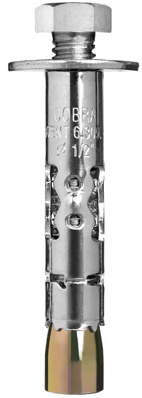Cobra Anchors 607R Sleeve Anchor, 3/8 in Dia, 3 in L, 750 lb, Steel, Plated