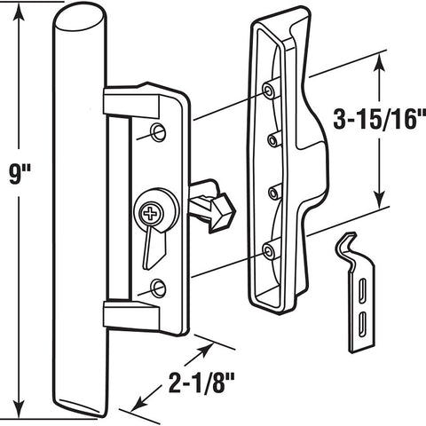 Prime-Line C 1107 Sliding Door Lock, Aluminum/Wood