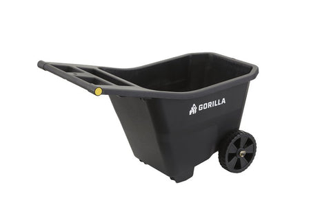Gorilla Carts GCY Series GCY-45 Yard Cart, 300 lb, 4.5 cu-ft Deck, Polypropylene Deck, 2-Wheel, 9 in Wheel, Black