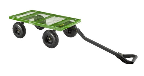 Gorilla Carts GCG-9004T Utility Cart, 900 lb, 4-Wheel, 10 in Wheel, Pneumatic Wheel, Convertible Pull/Tow Handle, Green