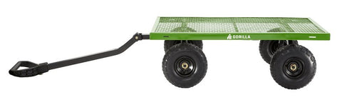 Gorilla Carts GCG-9004T Utility Cart, 900 lb, 4-Wheel, 10 in Wheel, Pneumatic Wheel, Convertible Pull/Tow Handle, Green