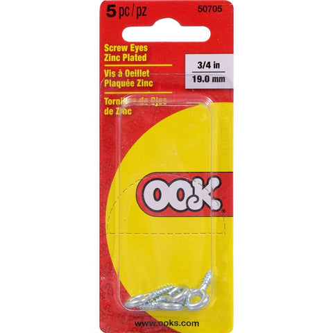 Hillman 50705 Screw Eye, 3/4 in L Thread, 2-1/2 in OAL, 5 lb Working Load, Steel, Zinc-Plated